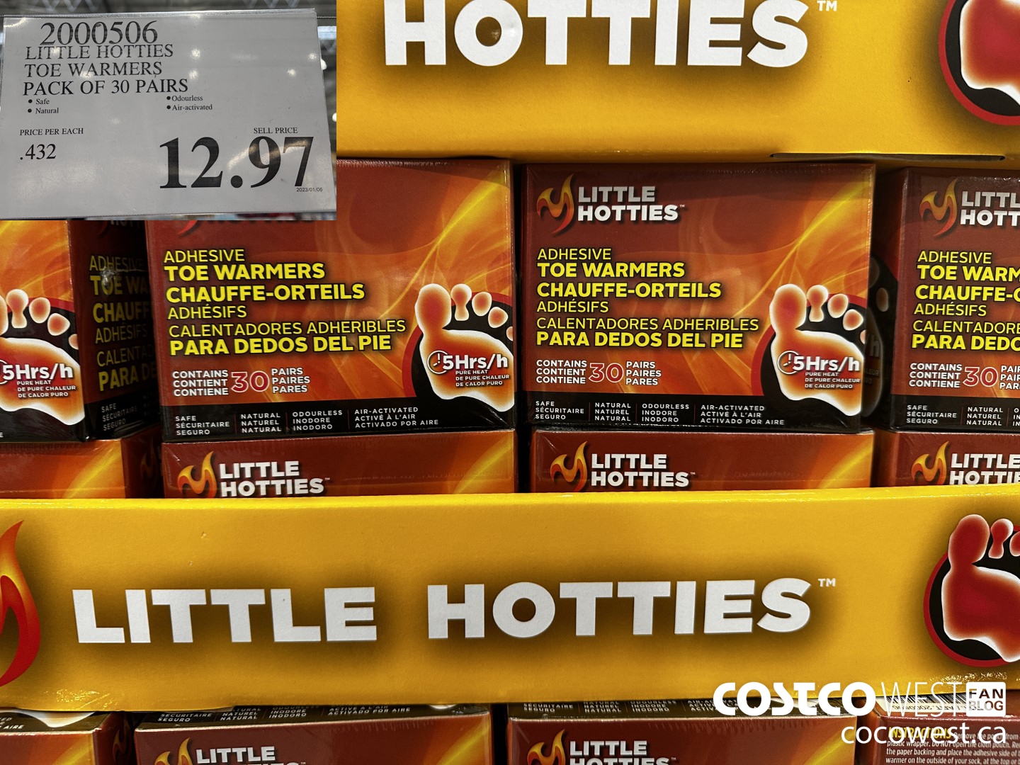 2000506 LITTLE HOTTIES TOE WARMERS PACK OF 30 PAIRS $12.97