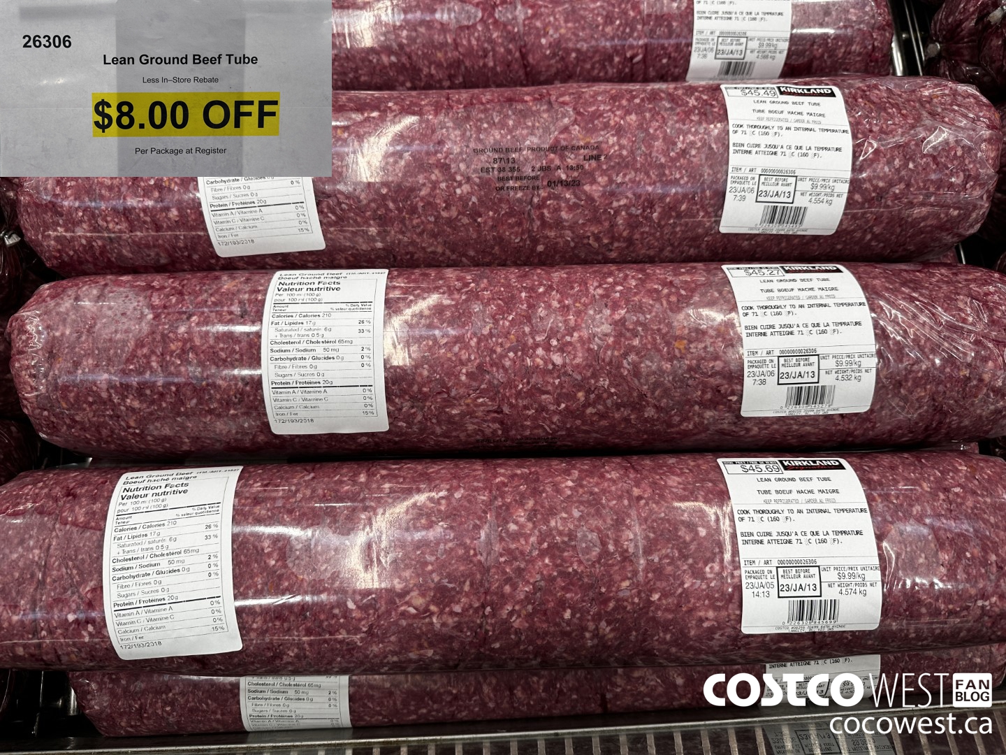 26306 Lean Ground Beef Tube ($8.00 INSTANT SAVINGS)
