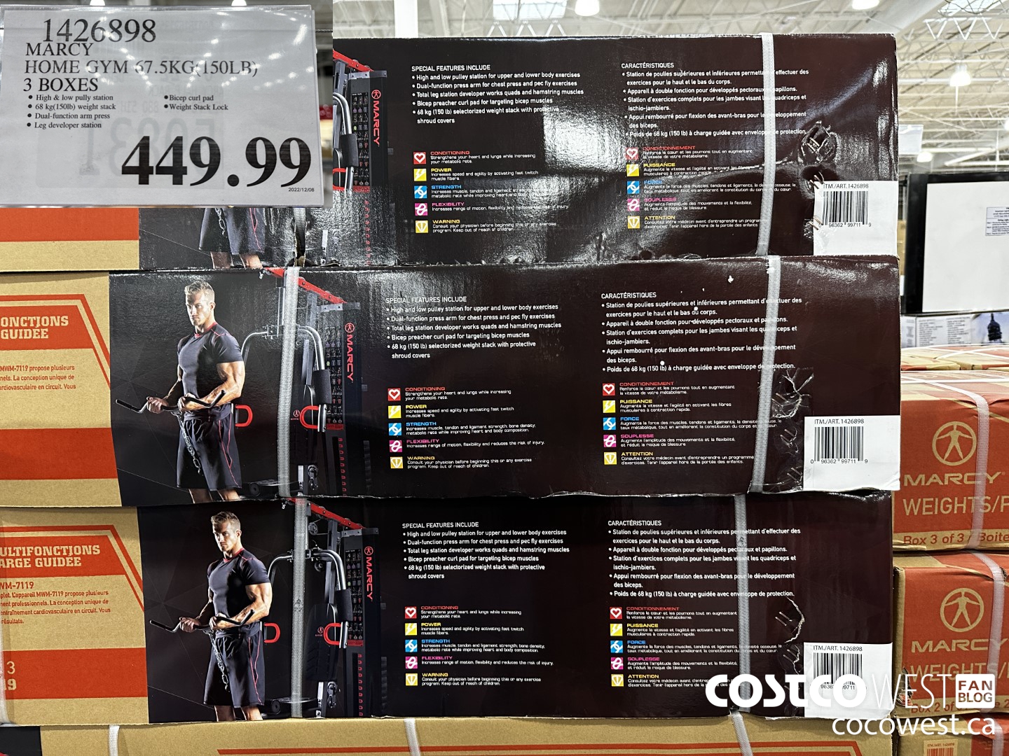 1426898 MARCY HOME GYM 67.5KG (150LB) 3 BOXES $449.99