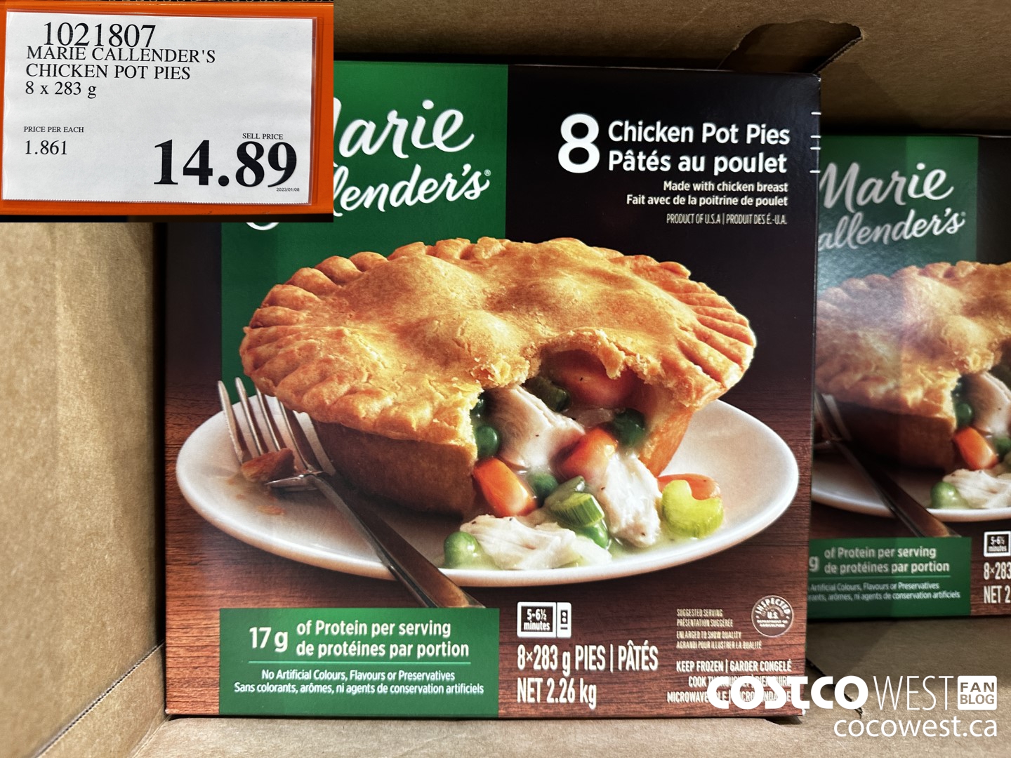1021807 MARIE CALLENDER'S CHICKEN POT PIES 8 x 283 g $14.89