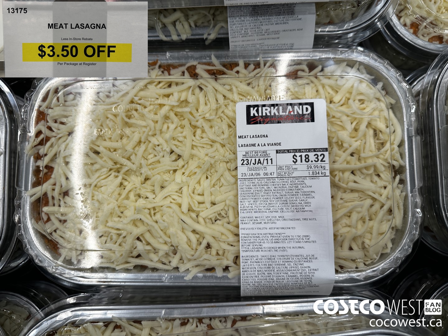 13175 MEAT LASAGNA ($3.50 INSTANT SAVINGS)