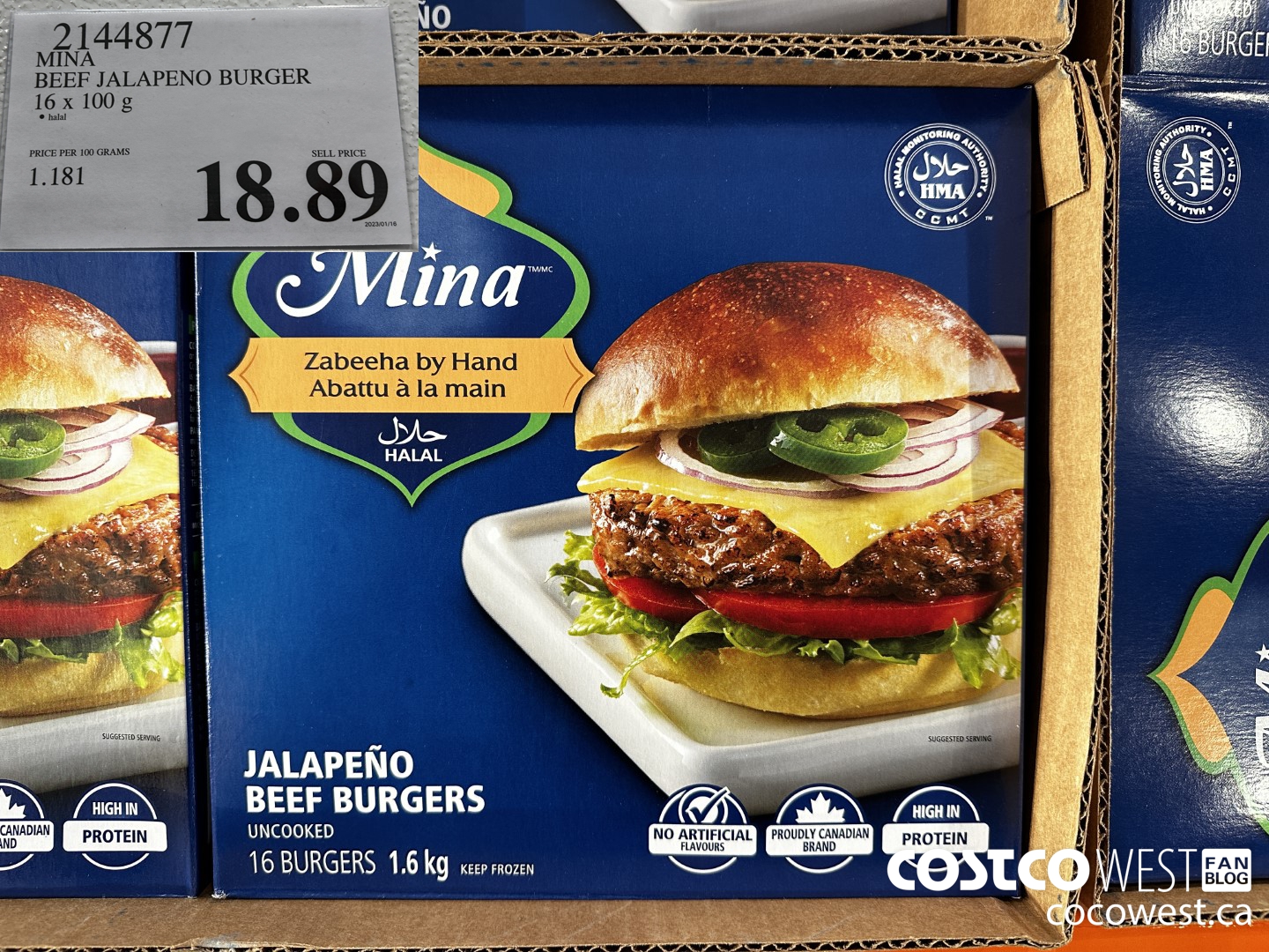 2144877 MINA BEEF JALAPENO BURGER 16 X 100 G $18.89