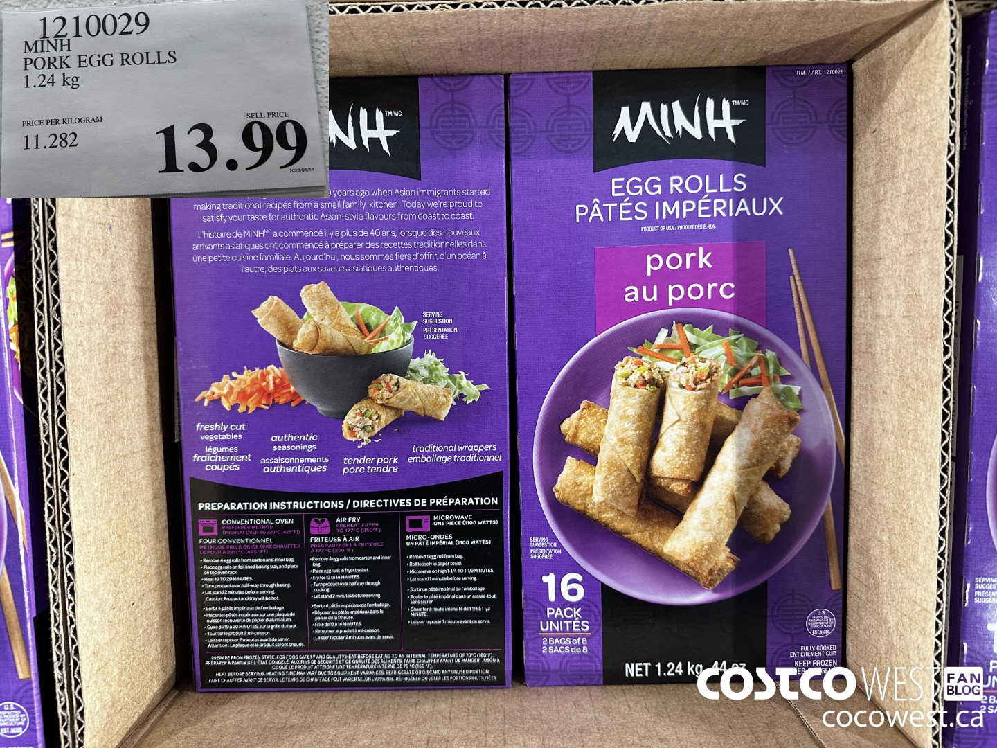 1210029 MINI PORK EGG ROLLS 1.24 kg $13.99