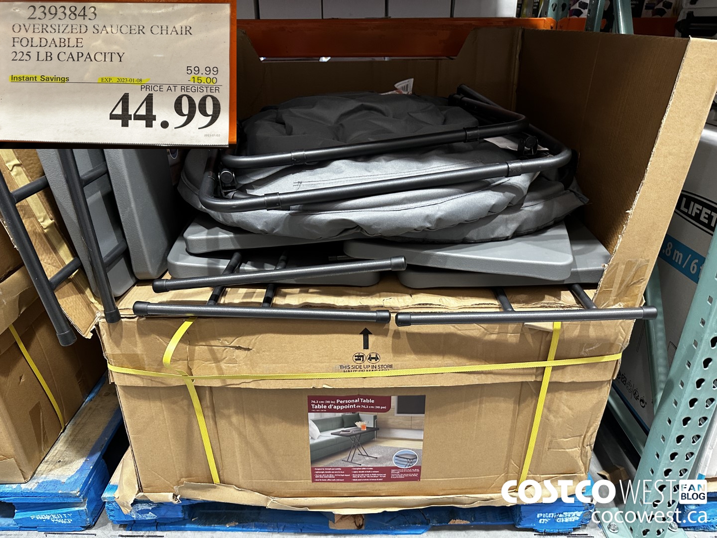 2393843 OVERSIZED SAUCER CHAIR FOLDABLE 225 LB CAPACITY ($15.00 INSTANT SAVINGS EXPIRES ON 2023-01-08) $44.99