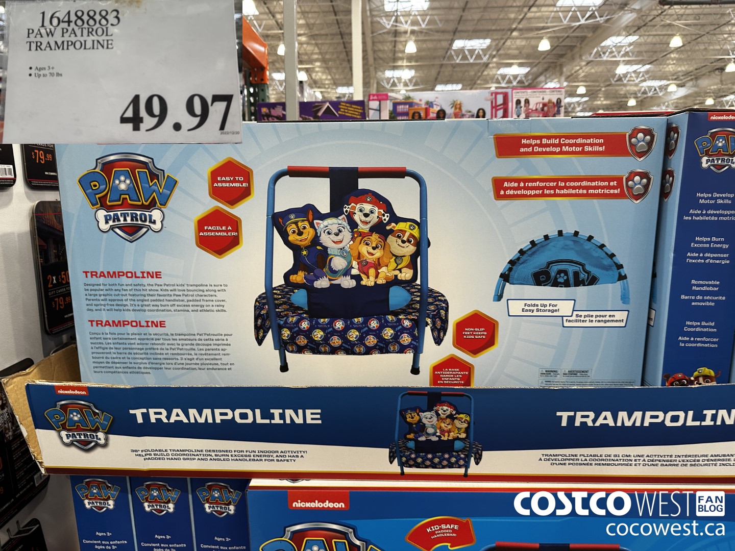 1648883 PAW PATROL TRAMPOLINE $49.97