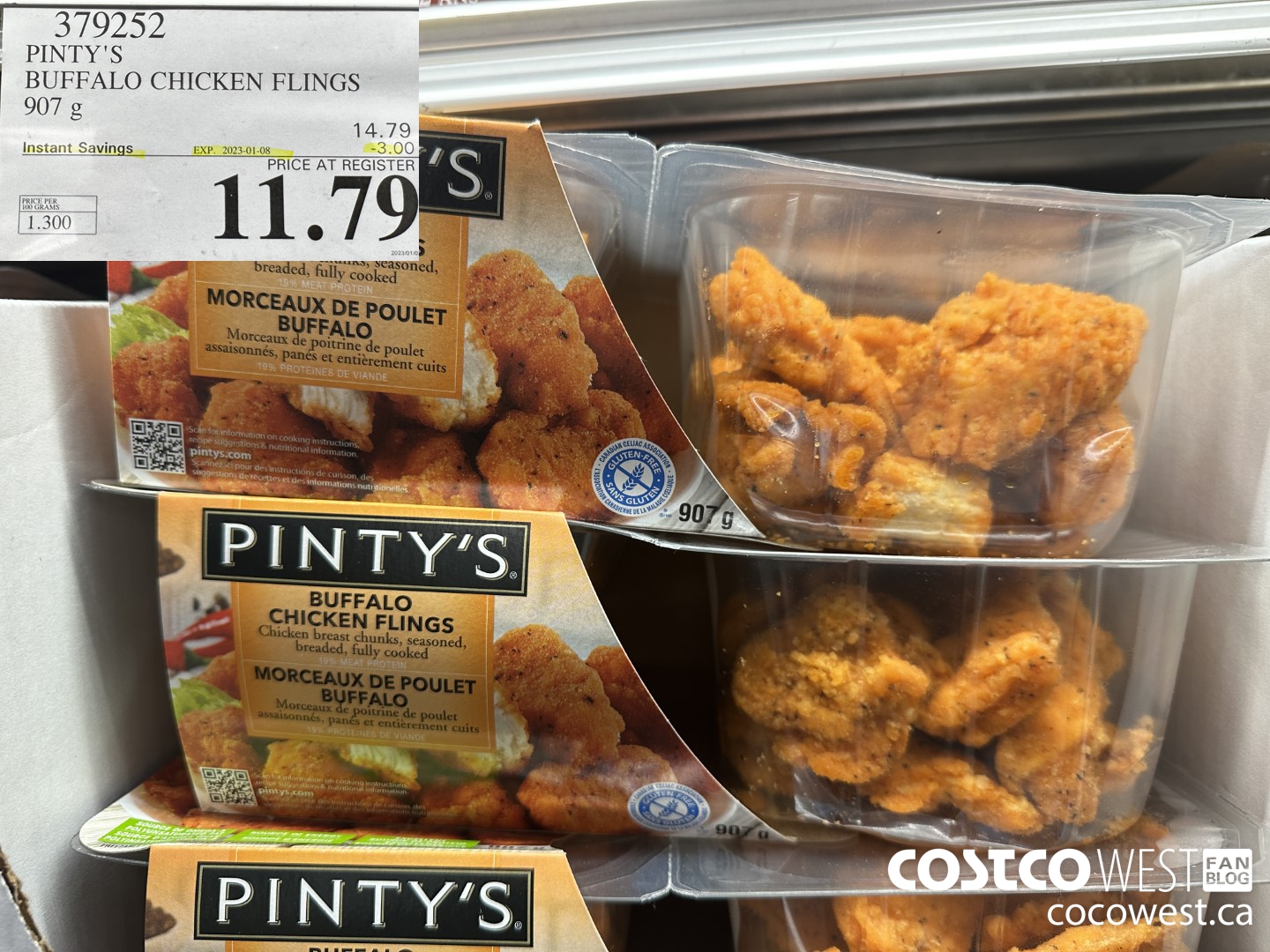 379252 PINTY'S BUFFALO CHICKEN FLINGS 907 g ($3.00 INSTANT SAVINGS EXPIRES ON 2023-01-08) $11.79