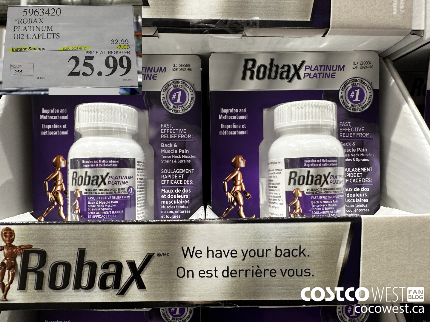 5963420 ROBAX PLATINUM 102 CAPLETS ($7.00 INSTANT SAVINGS EXPIRES ON 2023-01-15) $25.99