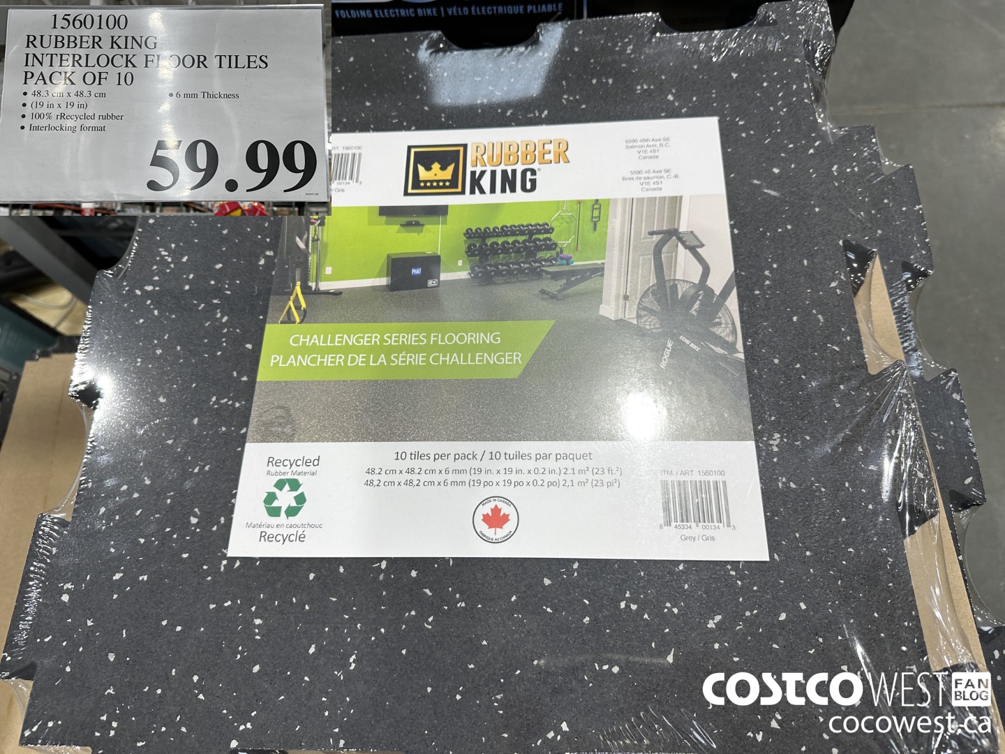 1560100 RUBBER KING INTERLOCK FLOOR TILES PACK OF 10  $59.99