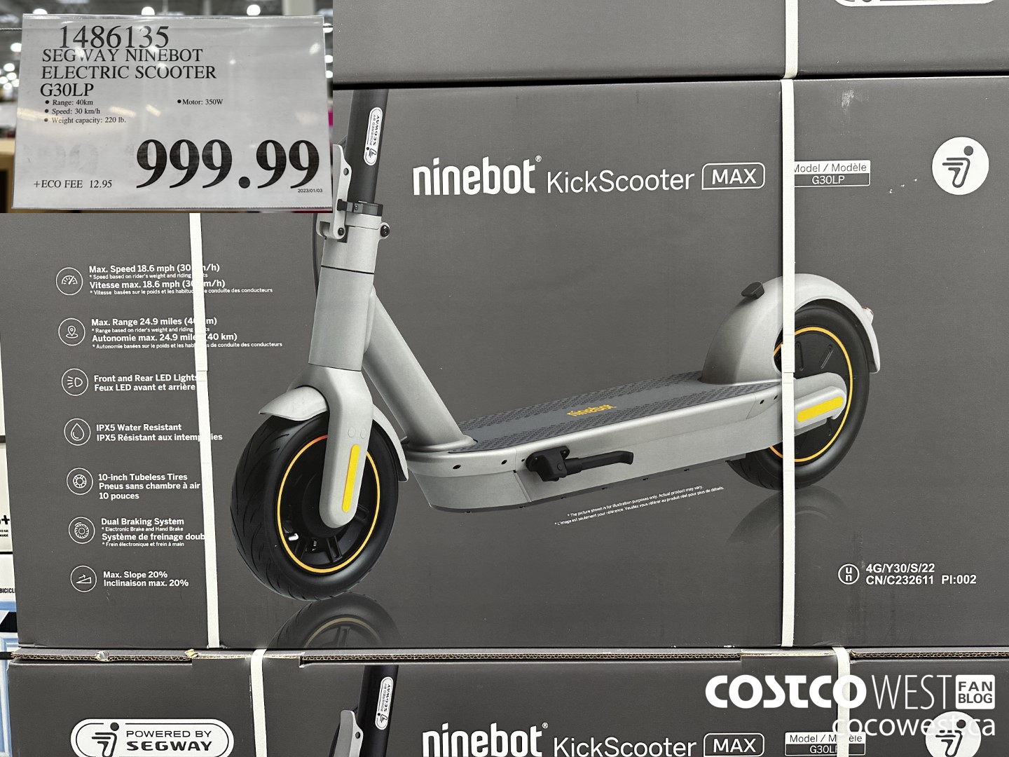 1486135 SEGWAY NINEBOT ELECTRIC SCOOTER G30LP $999.99