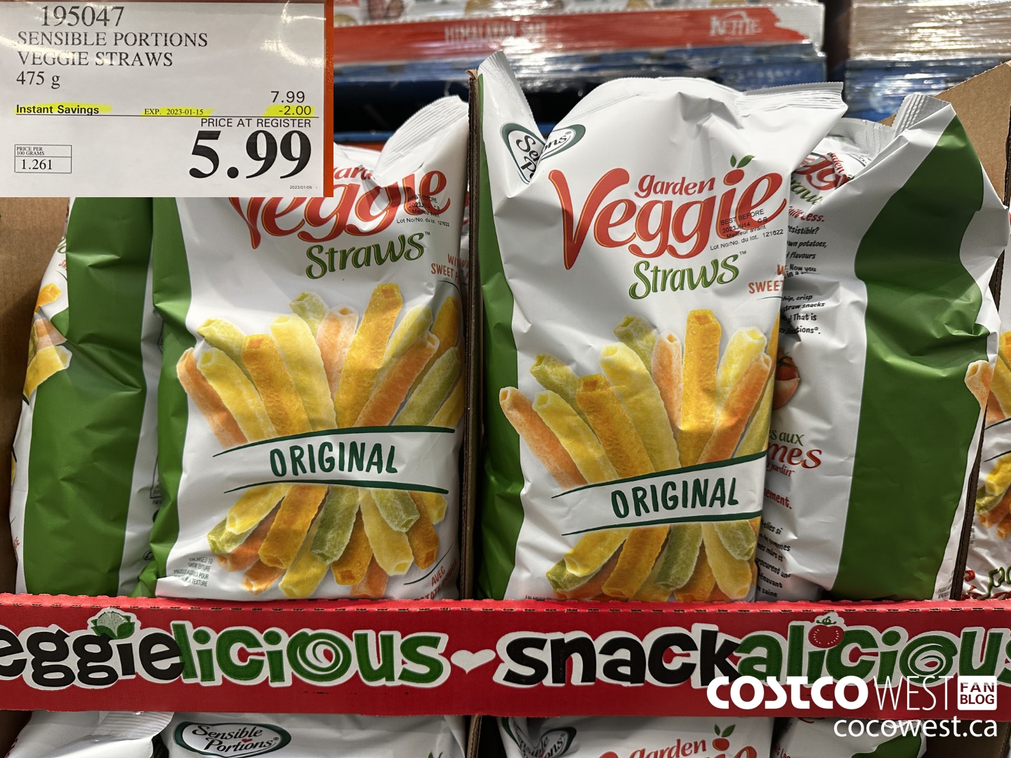 195047 SENSIBLE PORTIONS VEGGIE STRAWS 475 g ($2.00 INSTANT SAVINGS EXPIRES ON 2023-01-15) $5.99