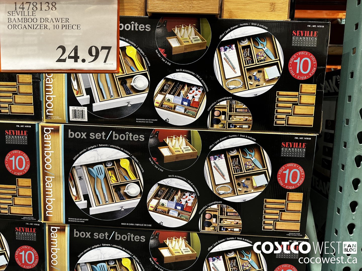 1478138 SEVILLE BAMBOO DRAWER ORGANIZER, 10 PIECE $24.97