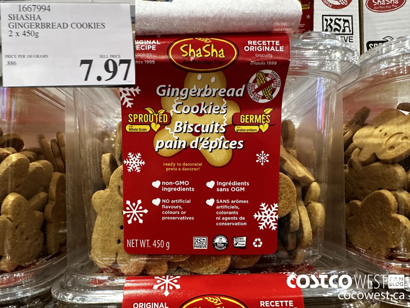 1667994 SHASHA GINGERBREAD COOKIES 2 X 450G $7.97