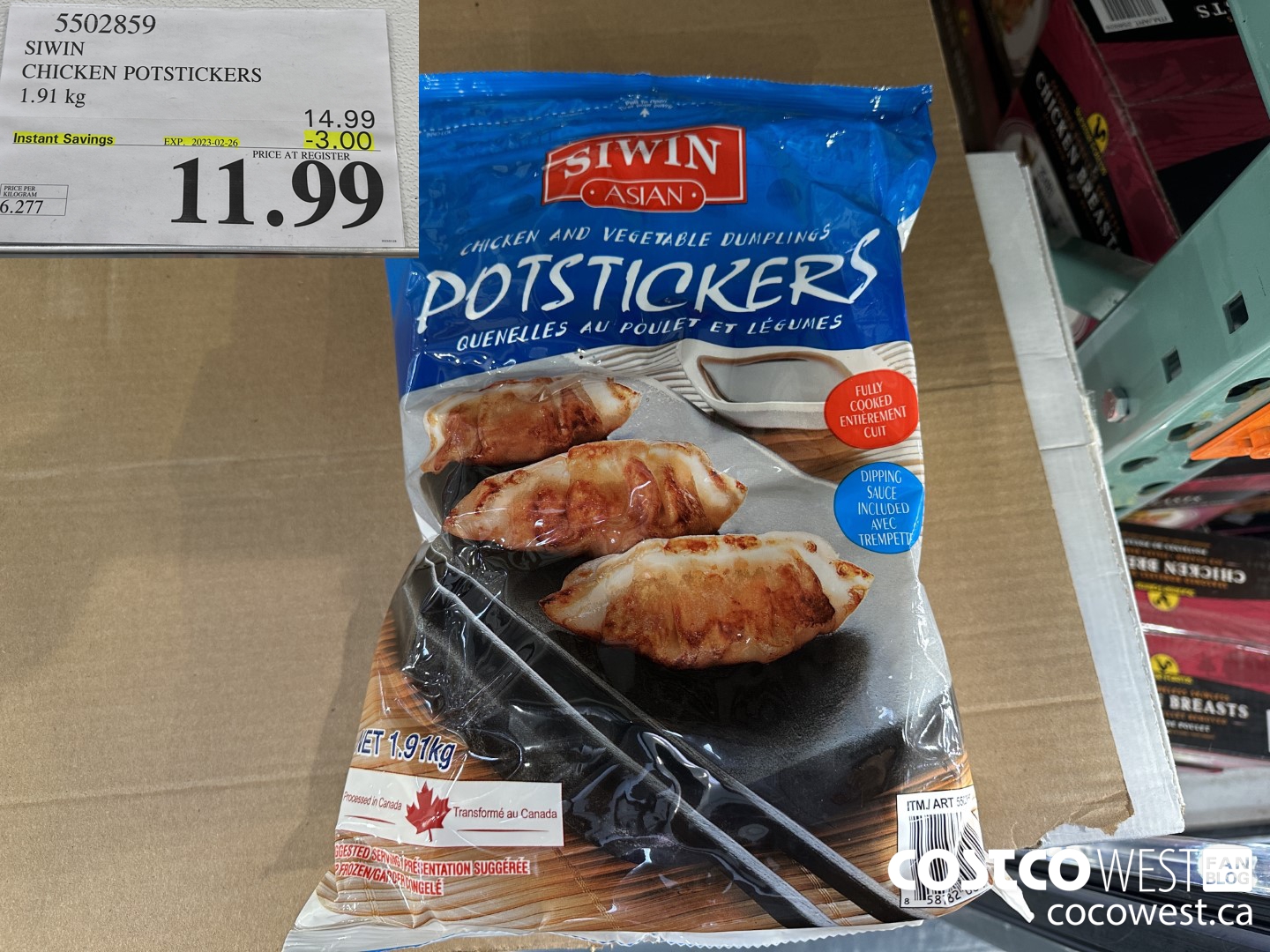 5502859 SIWIN CHICKEN POTSTICKERS 1.91 kg ($3.00 INSTANT SAVINGS EXPIRES ON 2023-02-26) $11.99