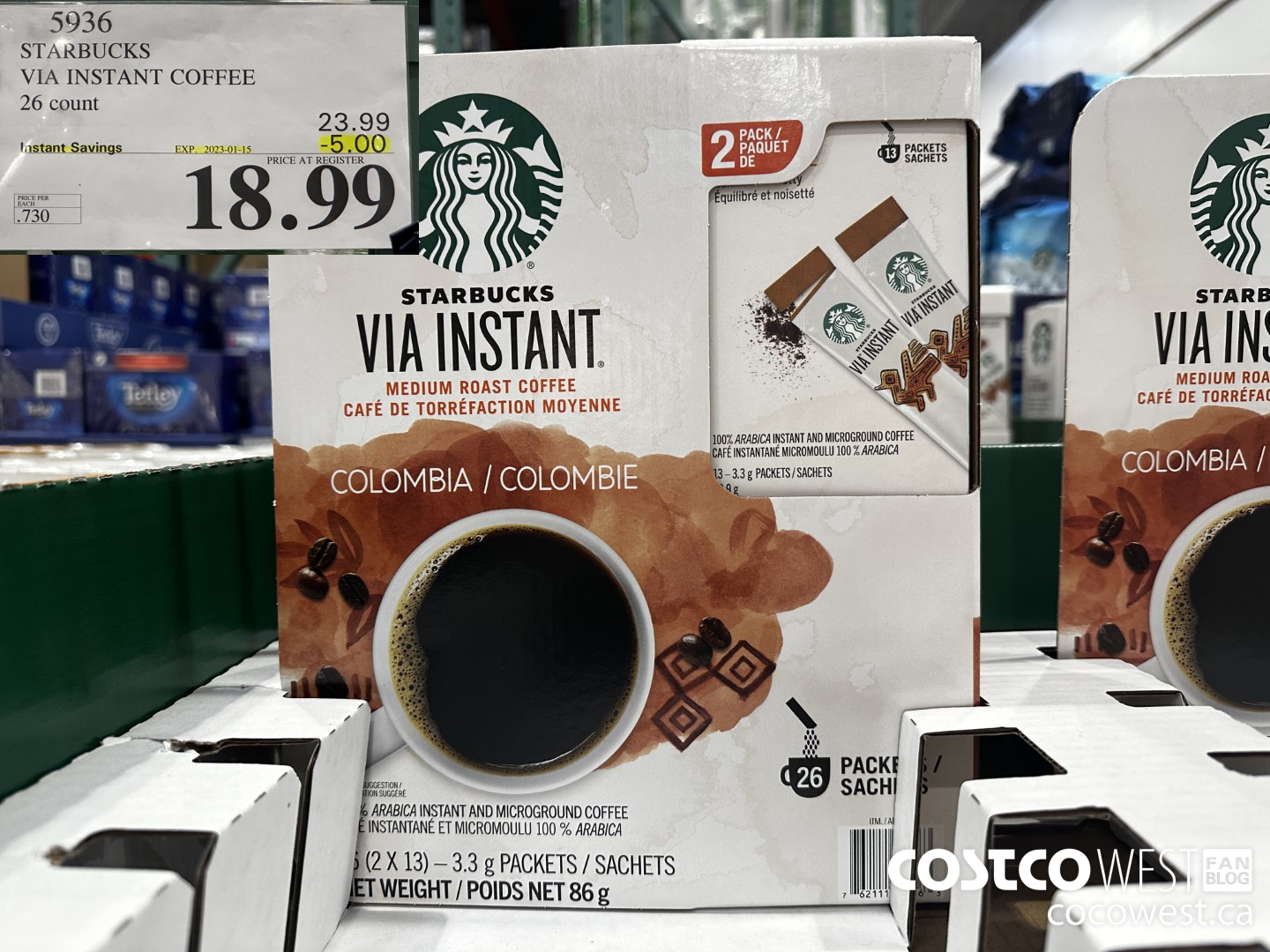 5936 STARBUCKS VIA INSTANT COFFEE 26 CT ($5.00 INSTANT SAVINGS EXPIRES ON 2023-01-15) $18.99