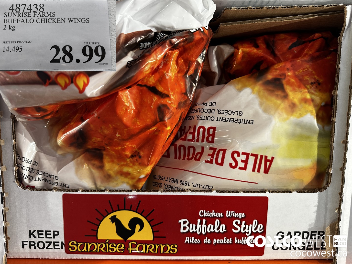 487438 SUNRISE FARMS BUFFALO CHICKEN WINGS 2 kg $28.99