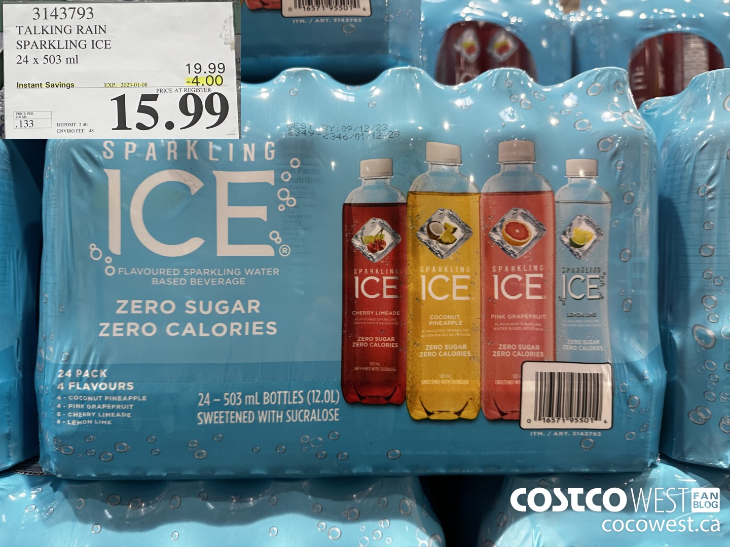 3143793 TALKING RAIN SPARKLING ICE 24 x 503 ml ($4.00 INSTANT SAVINGS EXPIRES ON 2023-01-08) $15.99