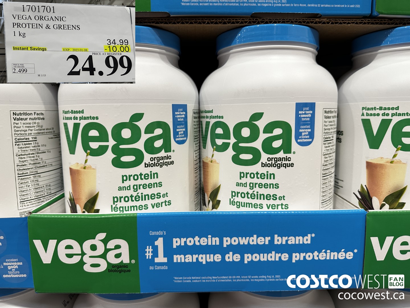1701701 VEGA ORGANIC PROTEIN & GREENS 1KG ($10.00 INSTANT SAVINGS EXPIRES ON 2023-01-08) $24.99