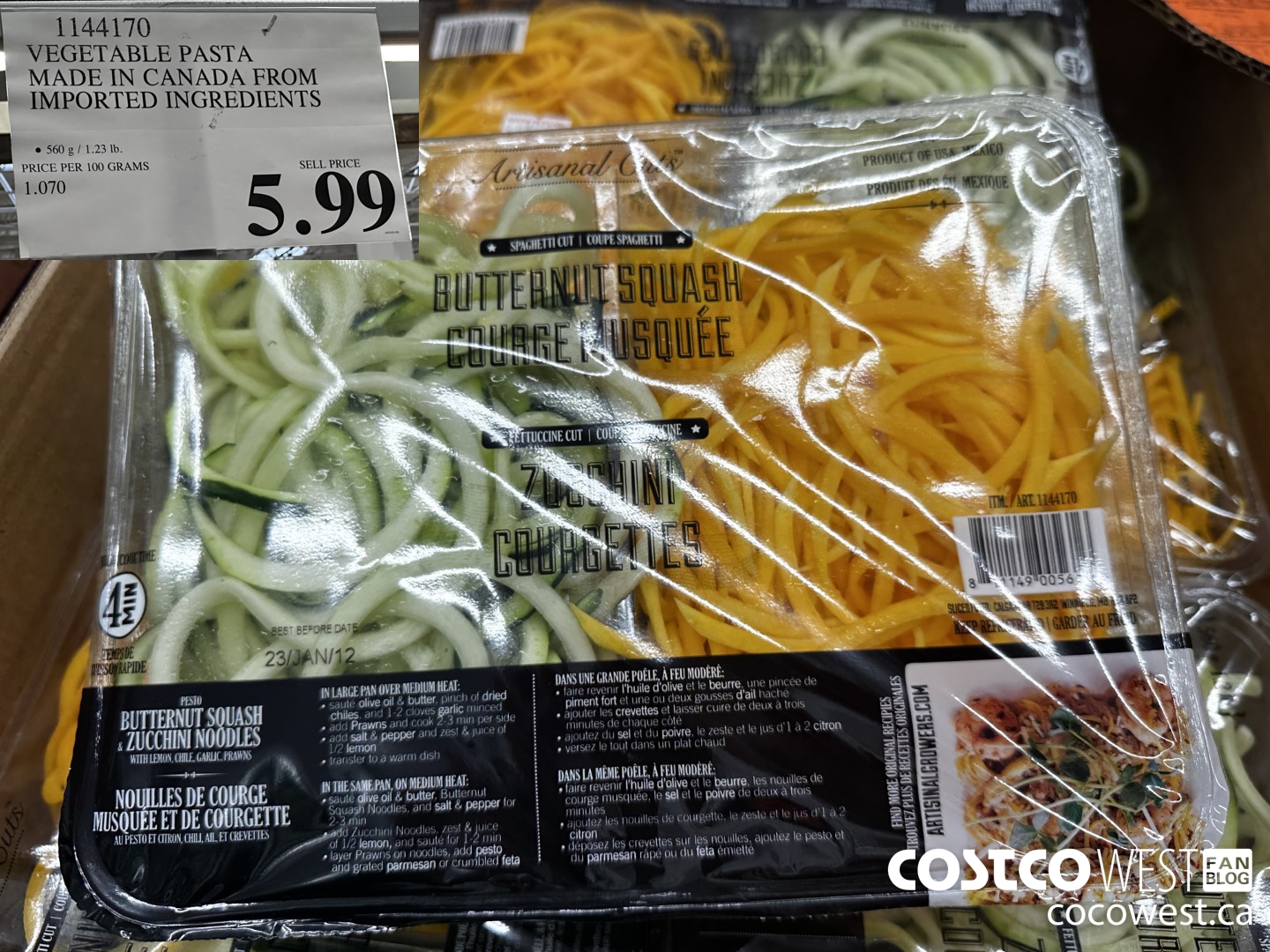 1144170 VEGETABLE PASTA MADE IN CANADA FROM IMPORTED INGREDIENTS $5.99