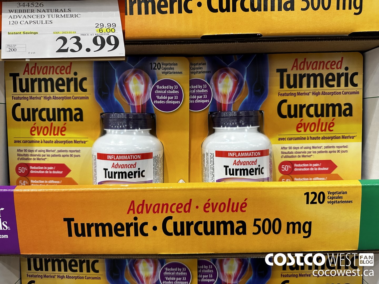 344526 WEBBER NATURALS ADVANCED TURMERIC 120 CAPSULES ($6.00 INSTANT SAVINGS EXPIRES ON 2023-01-15) $23.99
