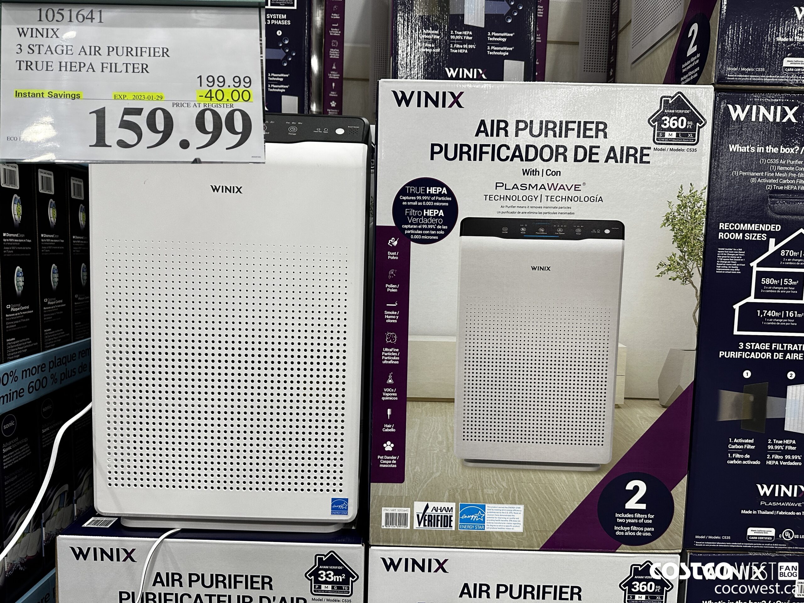 1051641 WINIX 3 STAGE AIR PURIFIER TRUE HEPA FILTER ($40.00 INSTANT SAVINGS EXPIRES ON 2023-01-29) $159.99