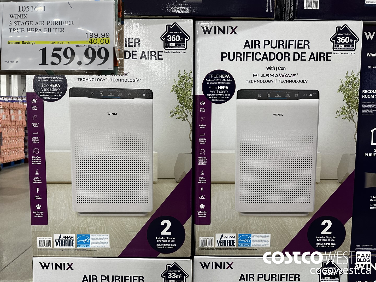1051641 WINIX 3 STAGE AIR PURIFIER TRUE HEPA FILTER ($40.00 INSTANT SAVINGS EXPIRES ON 2023-01-29) $159.99