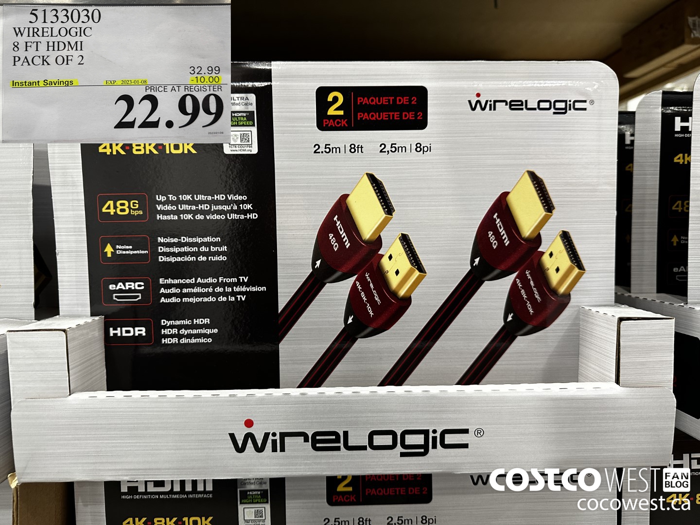5133030 WIRELOGIC 8 FT HDMI PACK OF 2 ($10.00 INSTANT SAVINGS EXPIRES ON 2023-01-08) $22.99