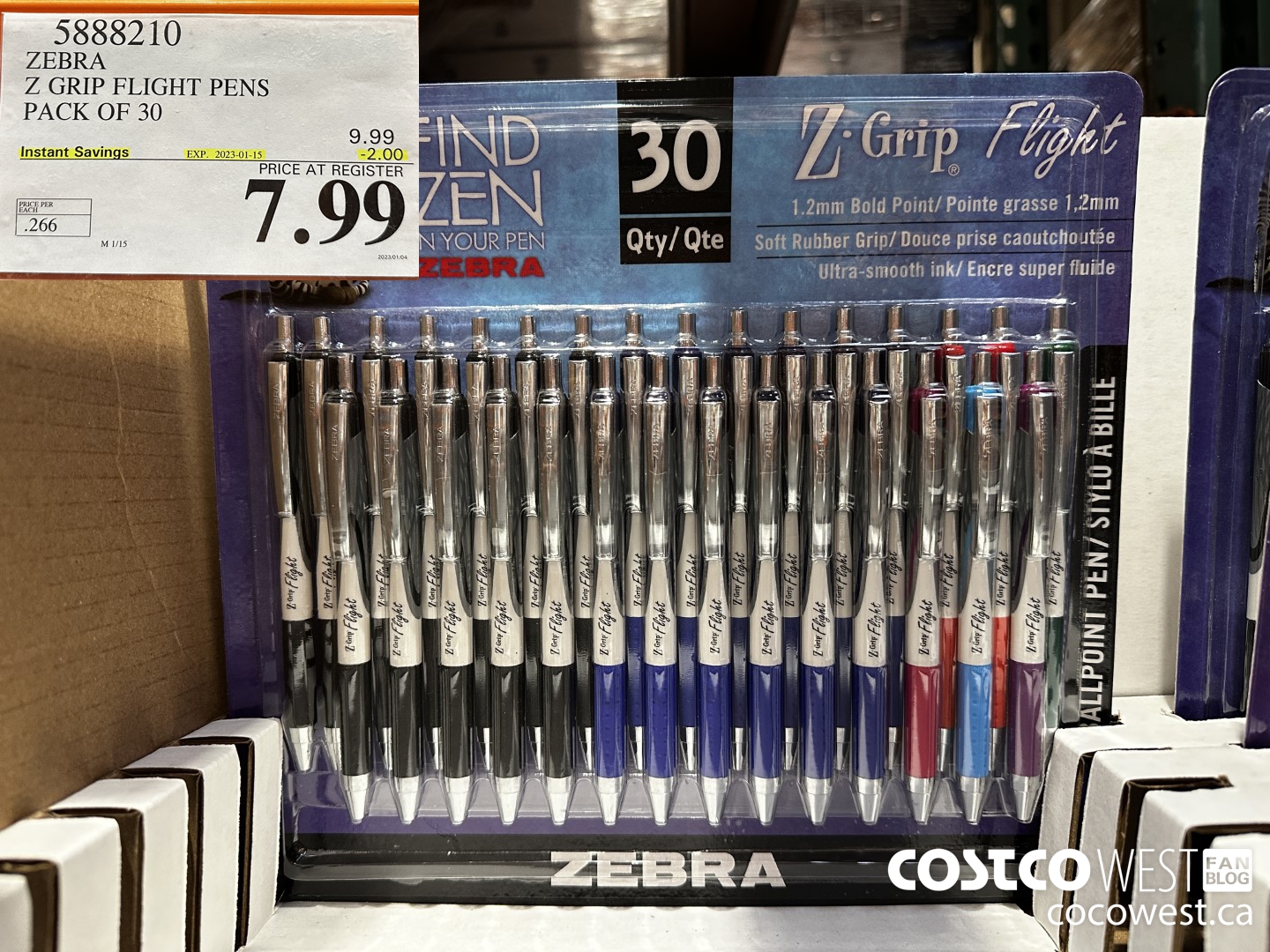 5888210 ZEBRA Z GRIP FLIGHT PENS PACK OF 30 ($2.00 INSTANT SAVINGS EXPIRES ON 2023-01-15) $7.99