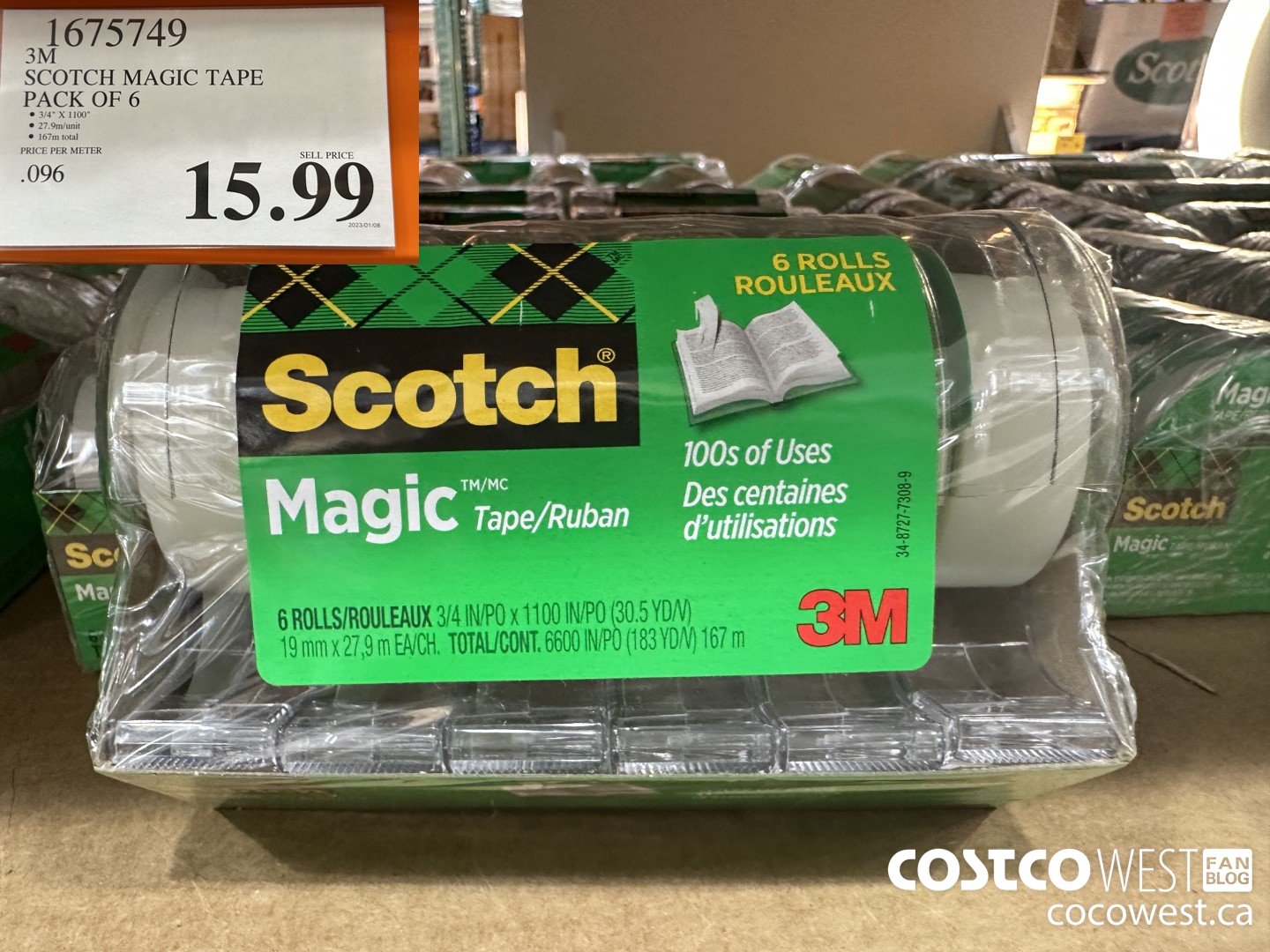 1675749 3M SCOTCH MAGIC TAPE PACK OF 6 $15.99