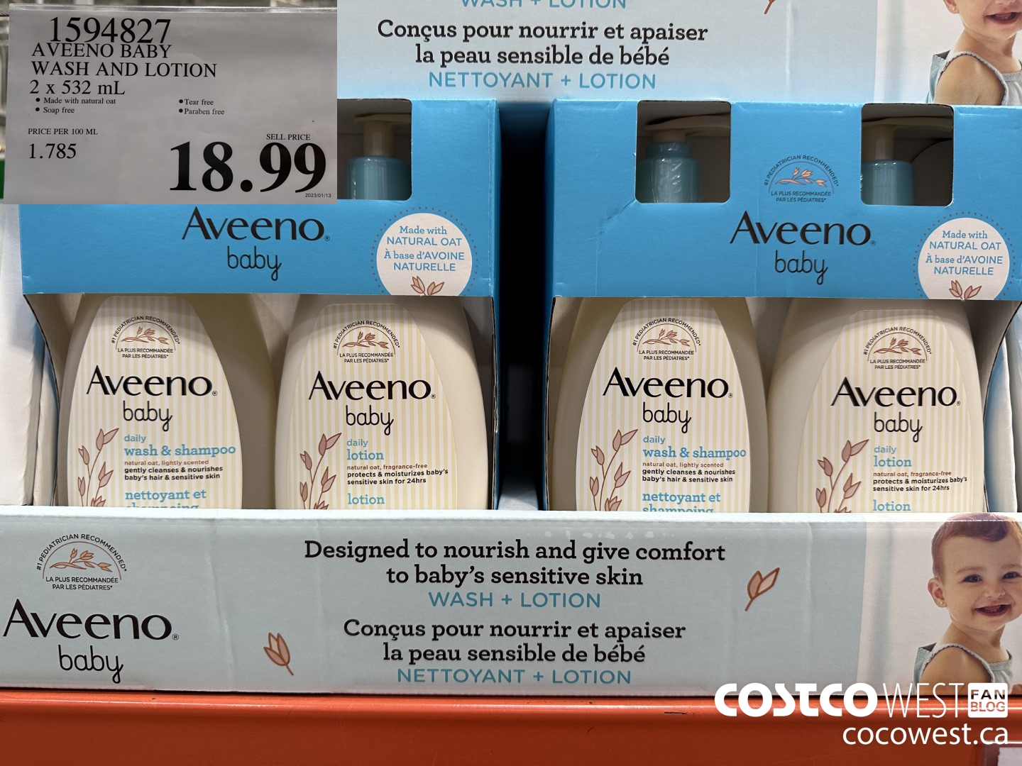 1594827 AVEENO BABY WASH AND LOTION 2 x 532 mL  $18.99