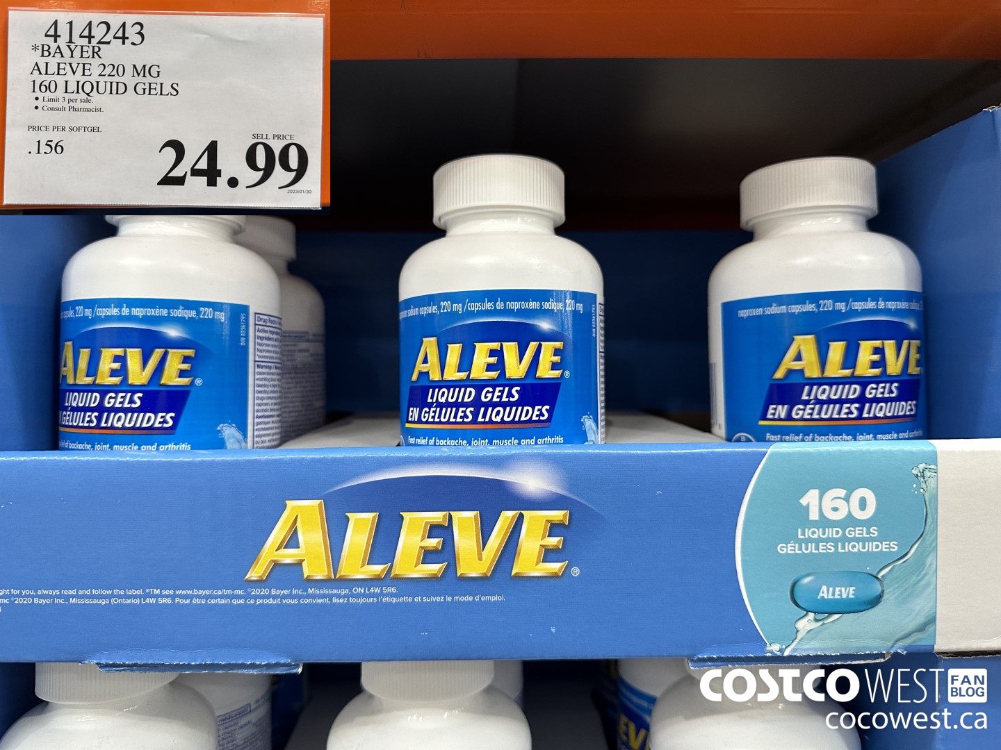 414243 BAYER ALEVE 220 MG 160 LIQUID GELS $24.99