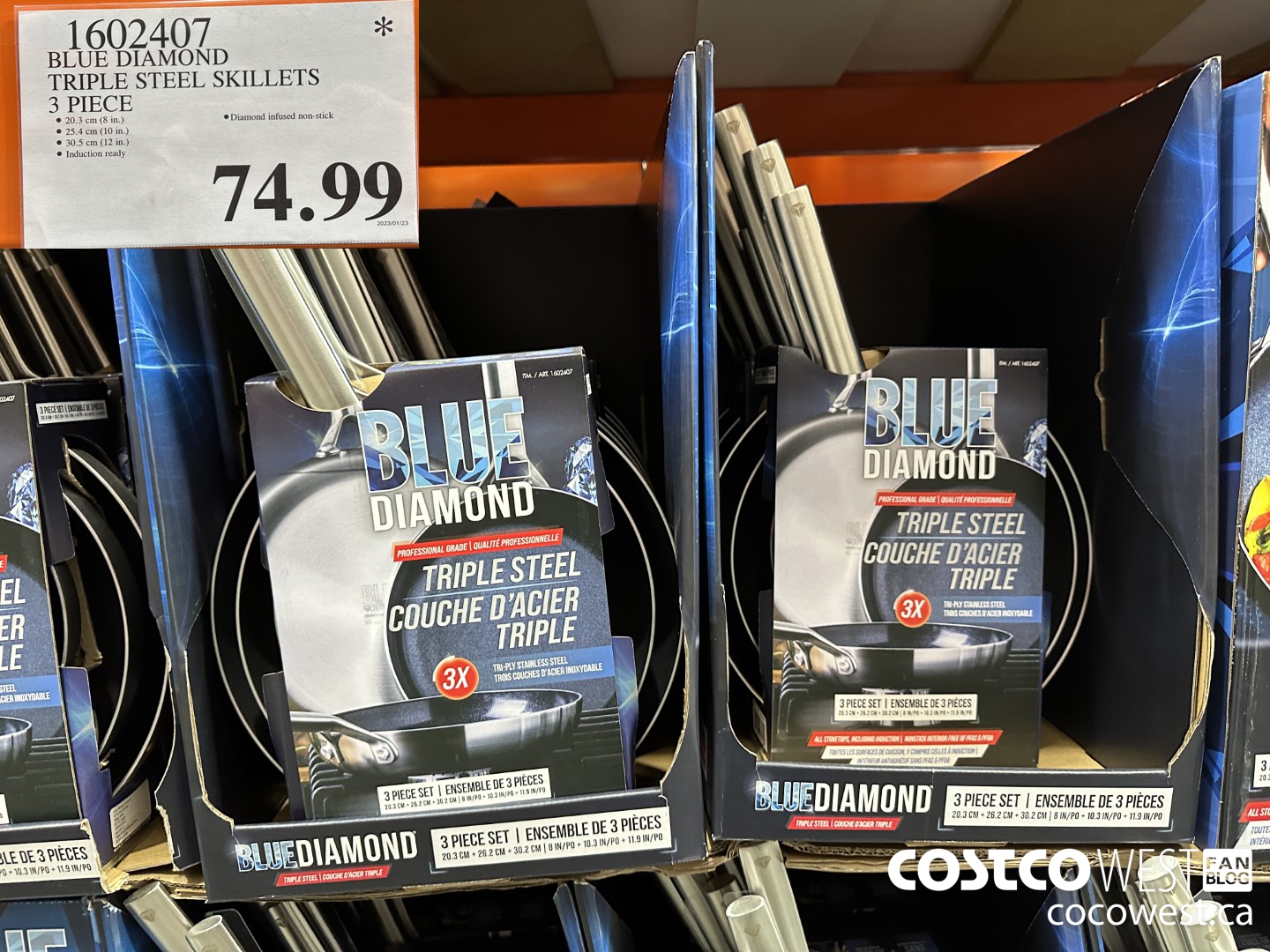 1602407 BLUE DIAMOND TRIPLE STEEL SKILLETS 3 PIECE $74.99