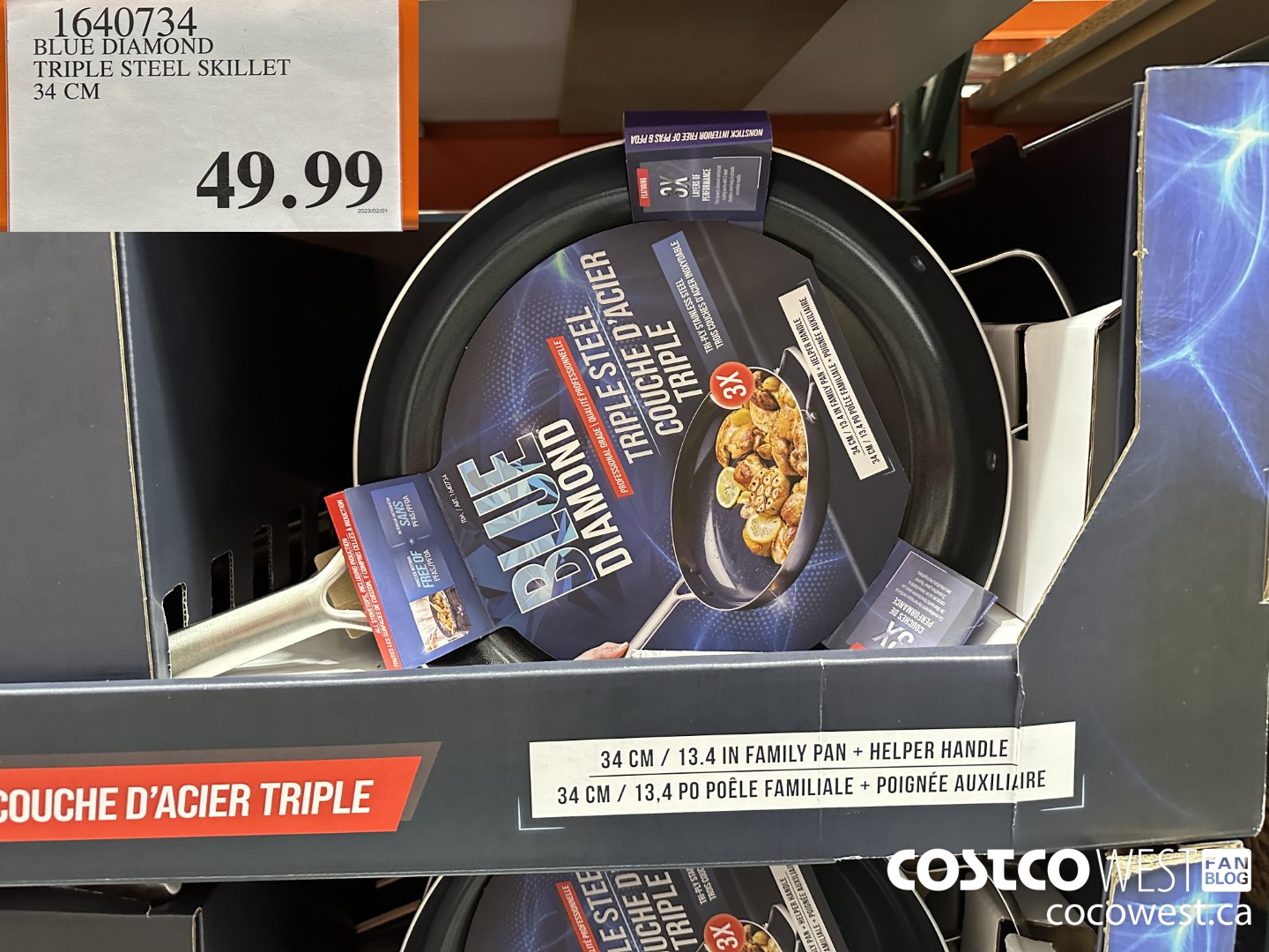 1640734 BLUE DIAMOND TRIPLE STEEL SKILLET 34 CM $49.99