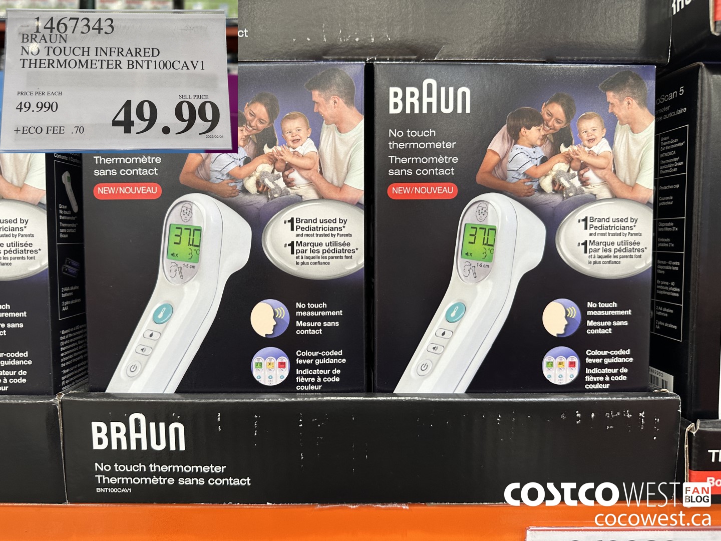 1467343 BRAUN NO TOUCH INFRARED THERMOMETER BNT100CAV1 $49.99