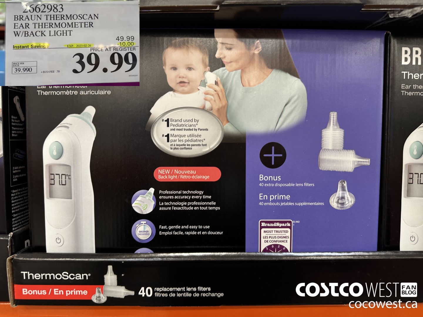 2662983 BRAUN THERMOSCAN EAR THERMOMETER WITH BACK LIGHT ($10.00 INSTANT SAVINGS EXPIRES ON 2023-02-26) $39.99