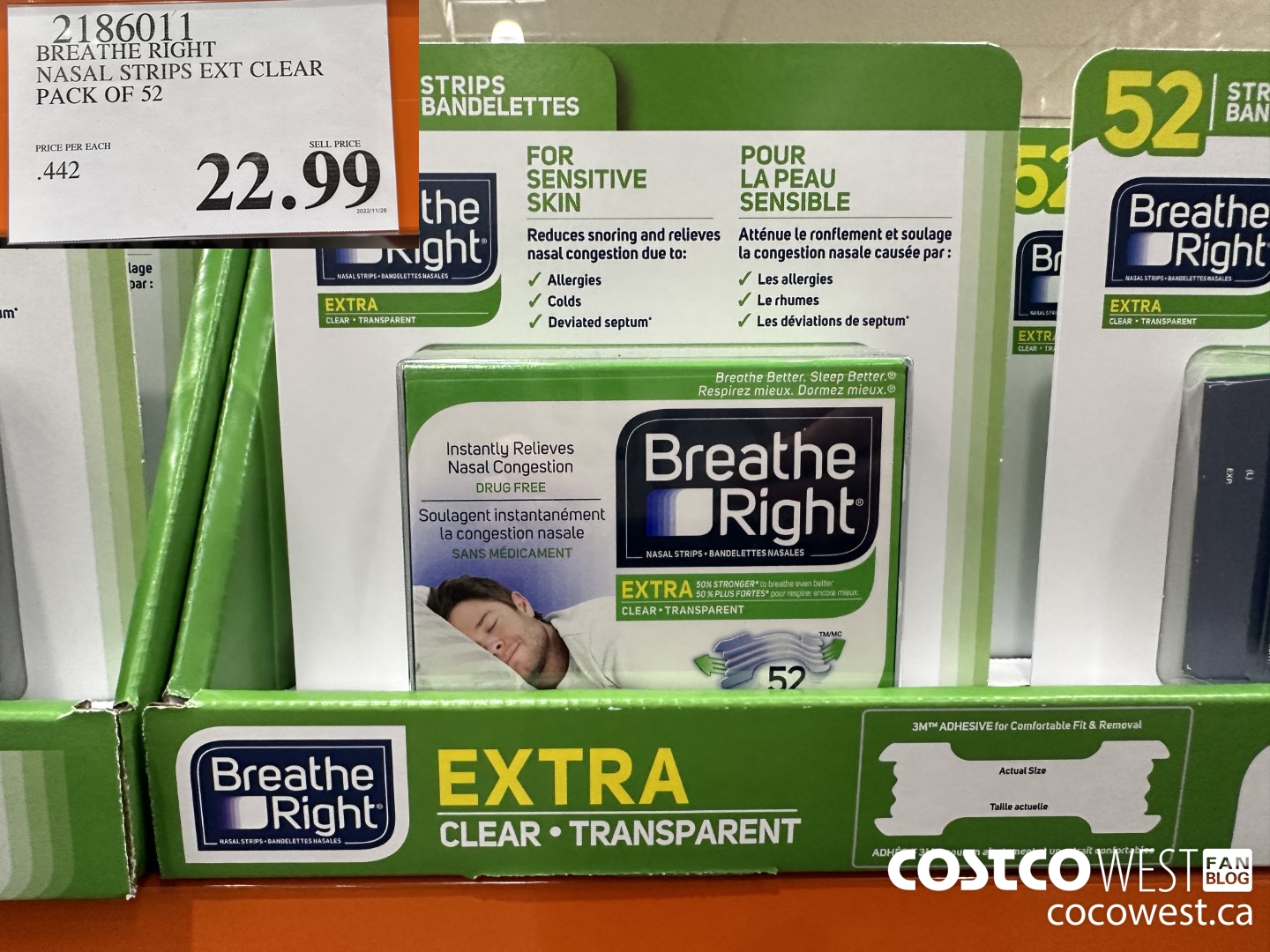 2186011 BREATHE RIGHT NASAL STRIPS EXT CLEAR PACK OF 52 $22.99