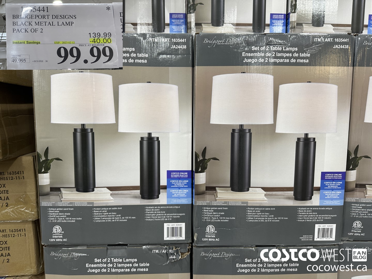1635441 BRIDGEPORT DESIGNS BLACK METAL LAMP PACK OF 2 ($40.00 INSTANT SAVINGS EXPIRES ON 2023-02-12) $99.99