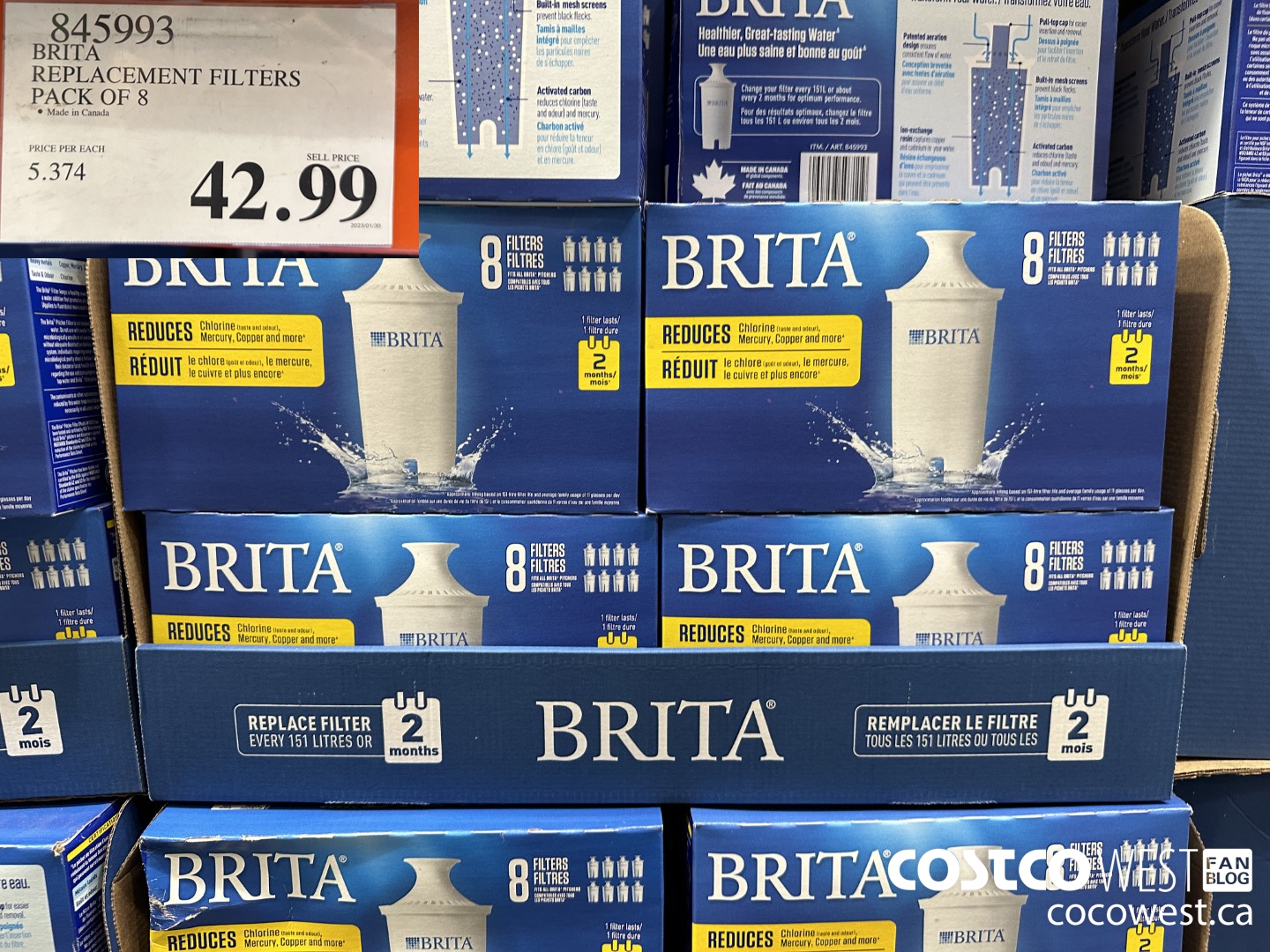 845993 BRITA REPLACEMENT FILTERS PACK OF 8 $42.99