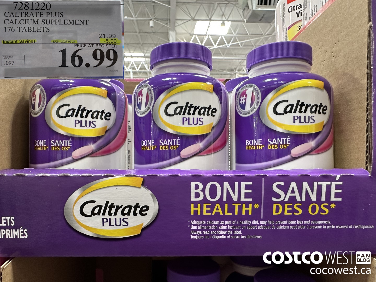 7281220 CALTRATE PLUS CALCIUM SUPPLEMENT 176 TABLETS ($5.00 INSTANT SAVINGS EXPIRES ON 2023-02-26) $16.99