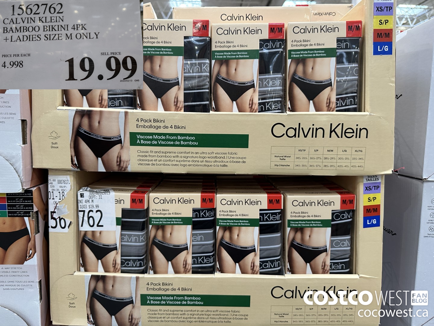 1562762 CALVIN KLEIN BAMBOO BIKINI 4PK LADIES SIZE M ONLY $19.99