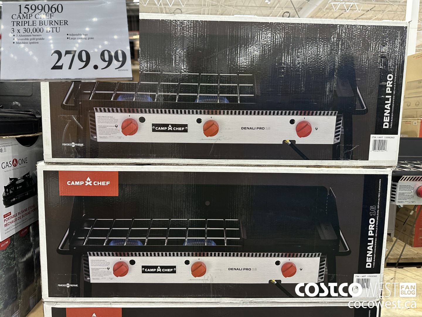 1599060 CAMP CHEF TRIPLE BURNER 3 x 30,000 BTU $279.99