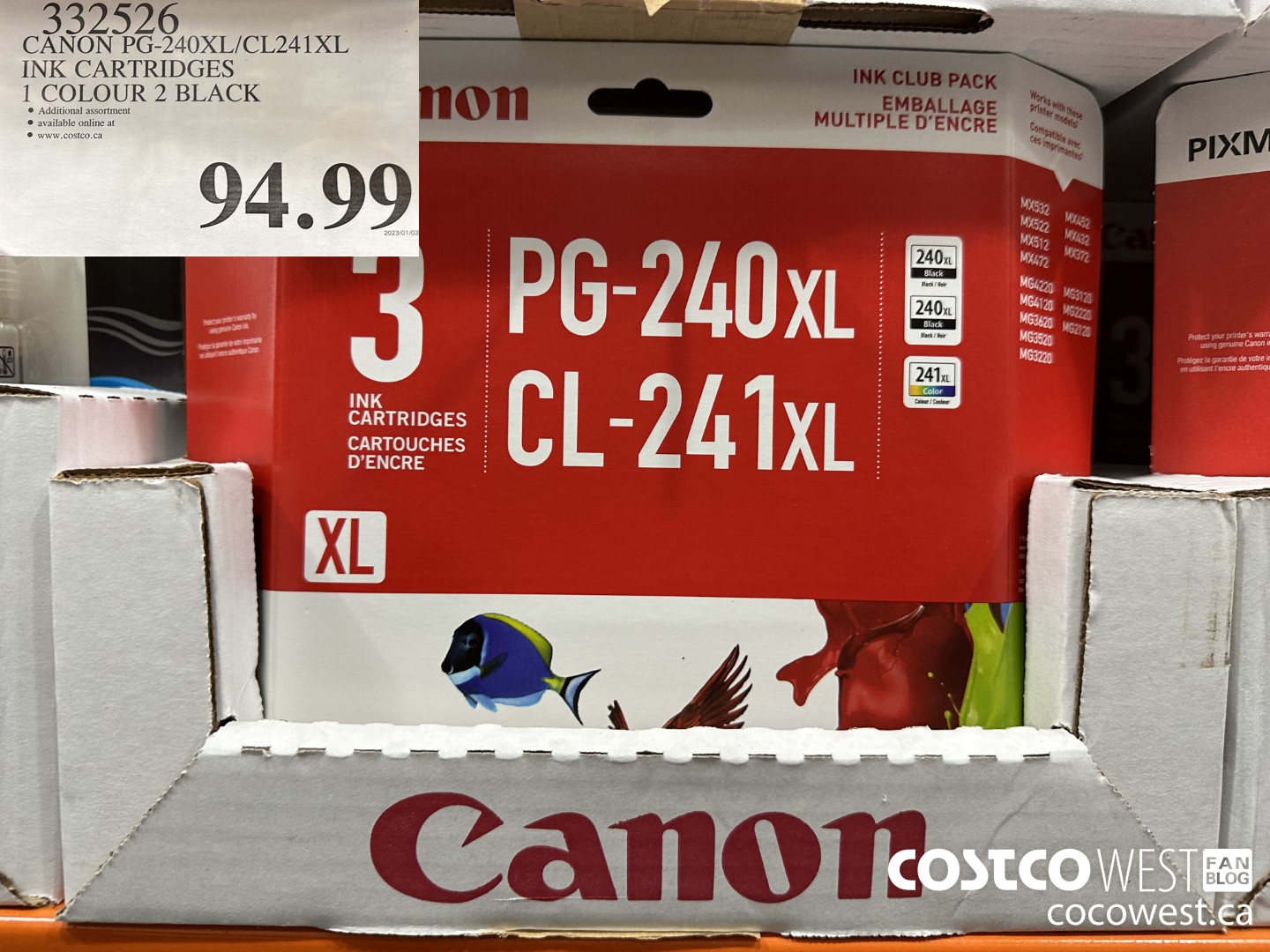 332526 CANON PG-240XL/CL241XL INK CARTRIDGES 1 COLOUR 2 BLACK $94.99