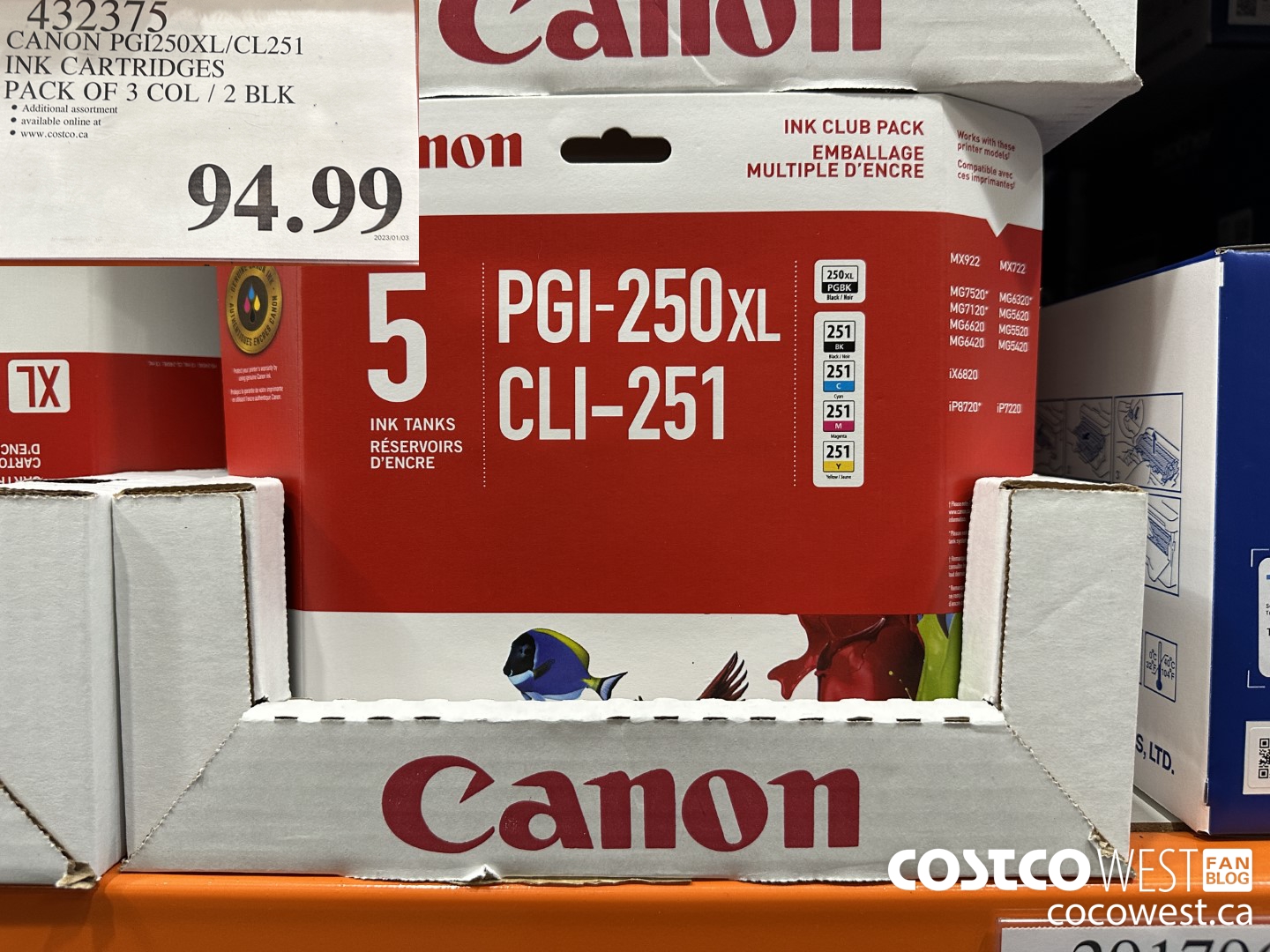 432375 CANON PGI250XL/CL251 INK CARTRIDGES PACK OF 3 COL / 2 BLK $94.99