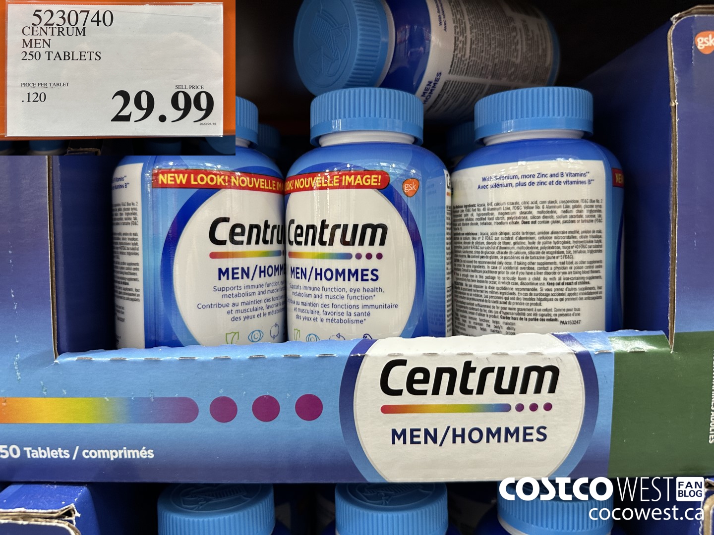 5230740 CENTRUM MEN 250 TABLETS $29.99