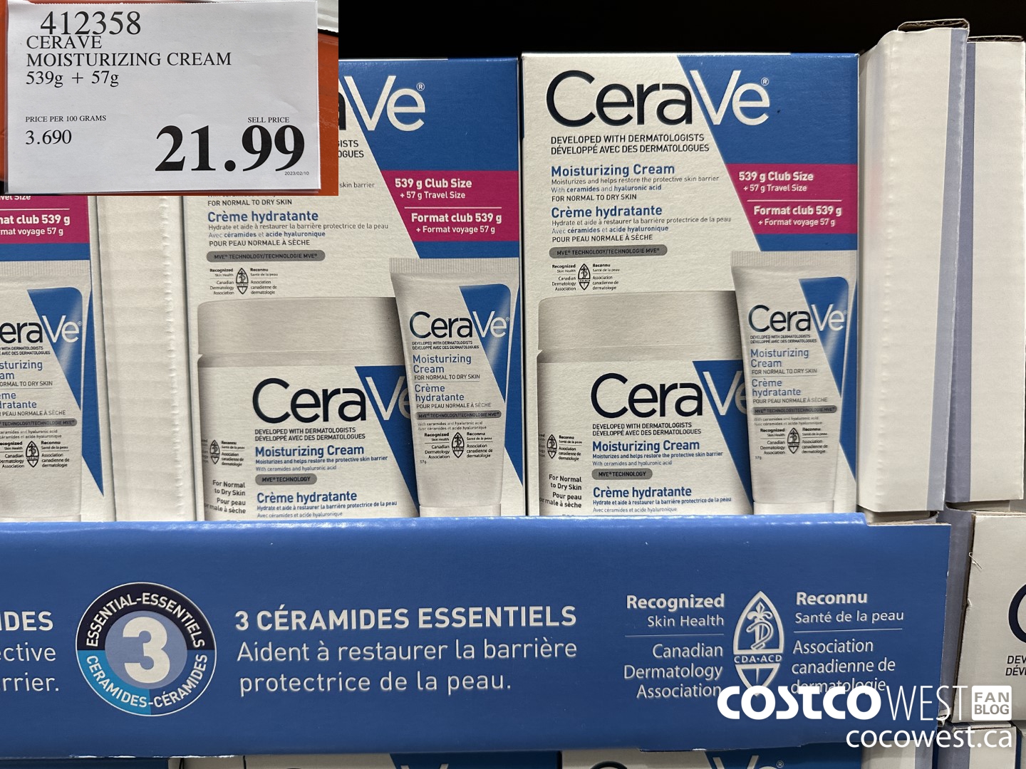 412358 CERAVE MOISTURIZING CREAM 539g + 57g $21.99