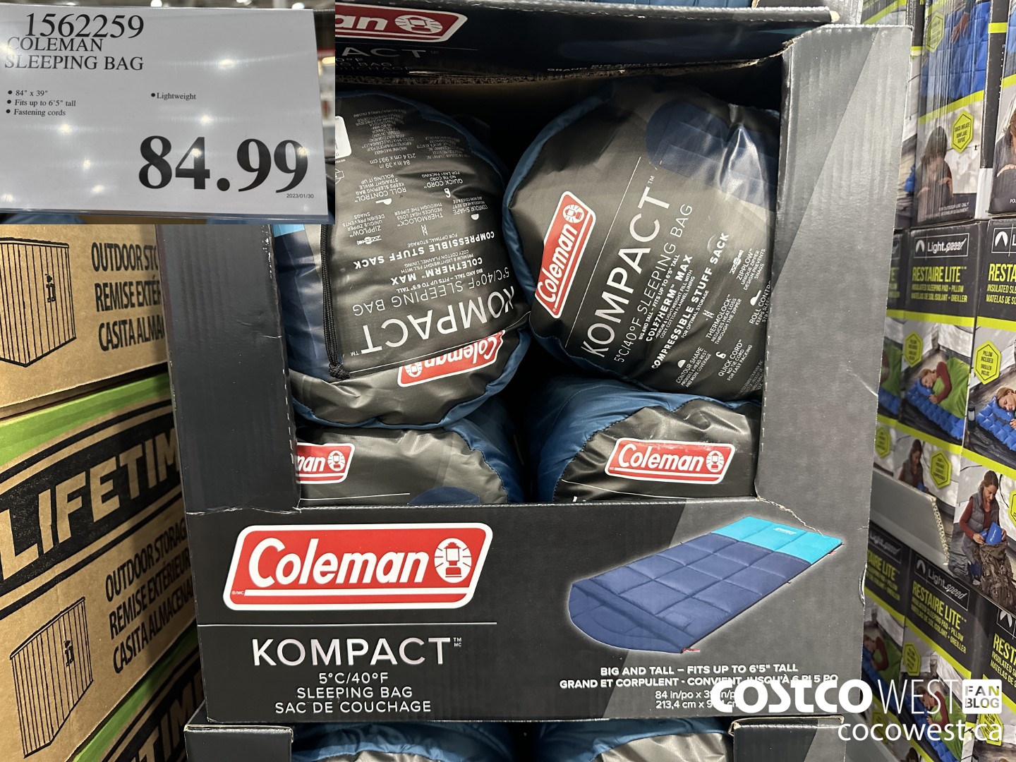 1562259 COLEMAN SLEEPING BAG $84.99