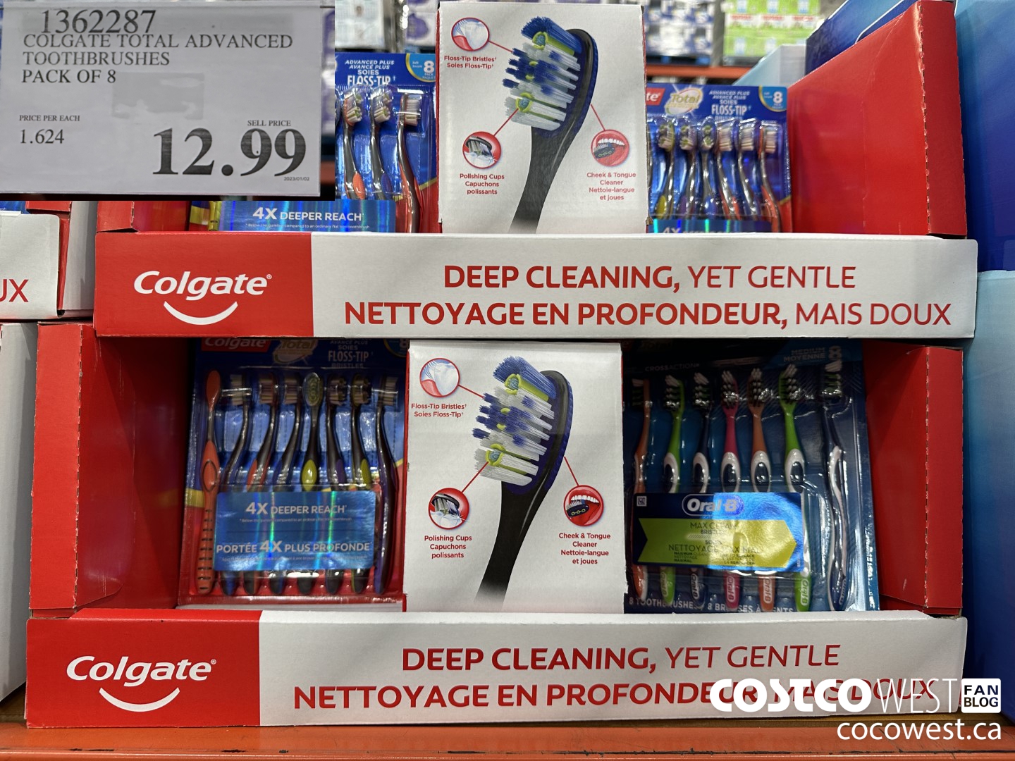1362287 COLGATE TOTAL ADVANCED TOOTHBRUSHES PACK OF 8 $12.99