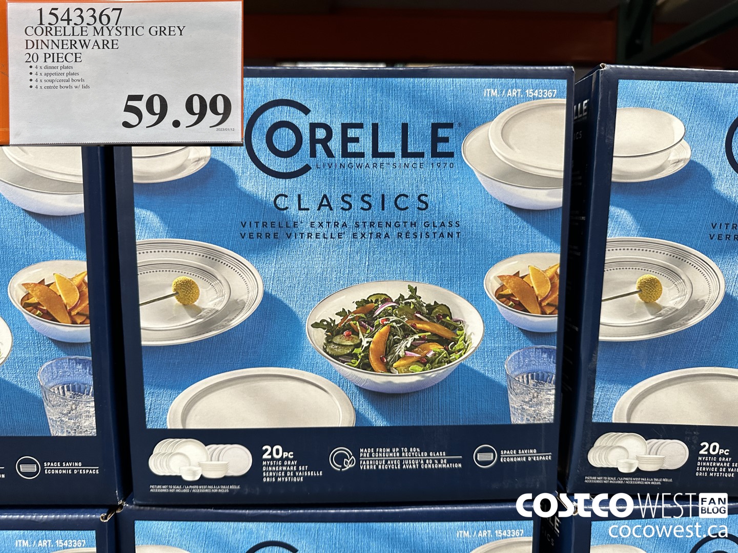 1543367 CORELLE MYSTIC GREY DINNERWARE 20 PIECE $59.99