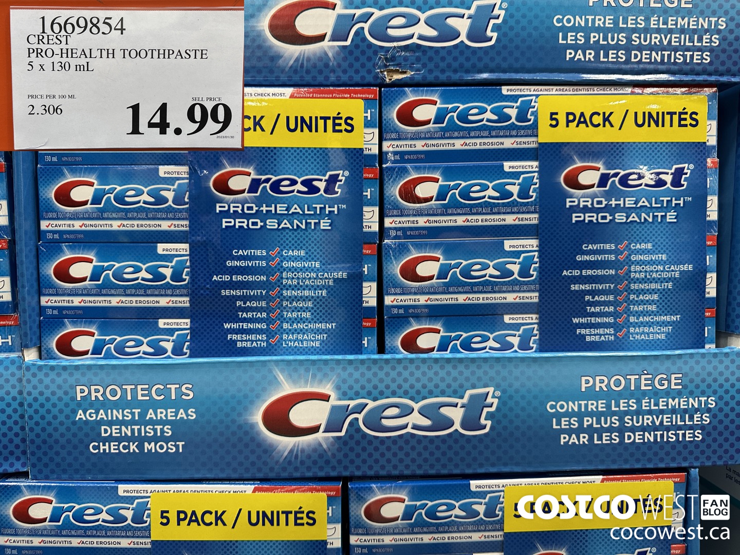 1669854 CREST PRO-HEALTH TOOTHPASTE 5 X 130 ML $14.99