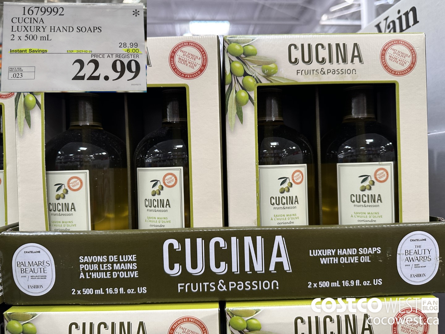 1679992 CUCINA LUXURY HAND SOAPS 2 X 500 ML ($6.00 INSTANT SAVINGS EXPIRES ON 2023-02-19) $22.99