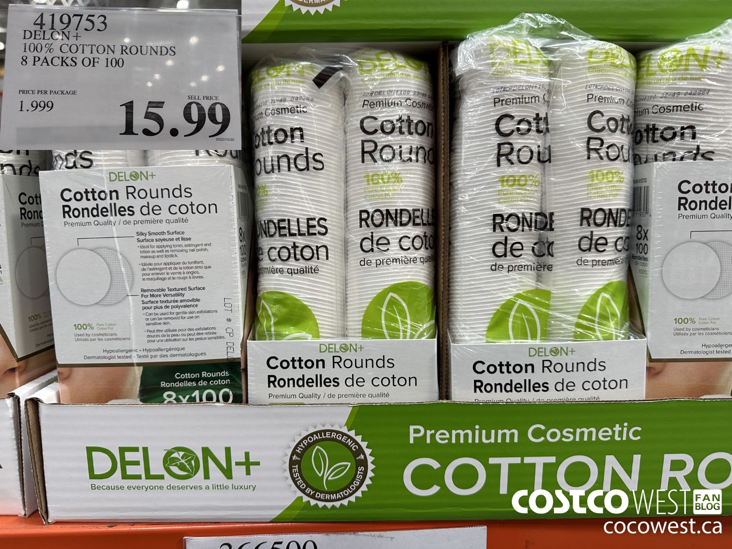 419753 DELON + 100% COTTON ROUNDS 8 PACKS OF 100 $15.99